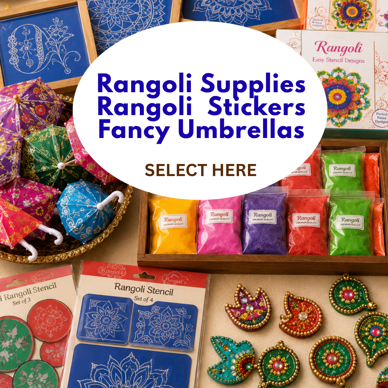 Rangoli Supplies / Fancy Umbrellas
