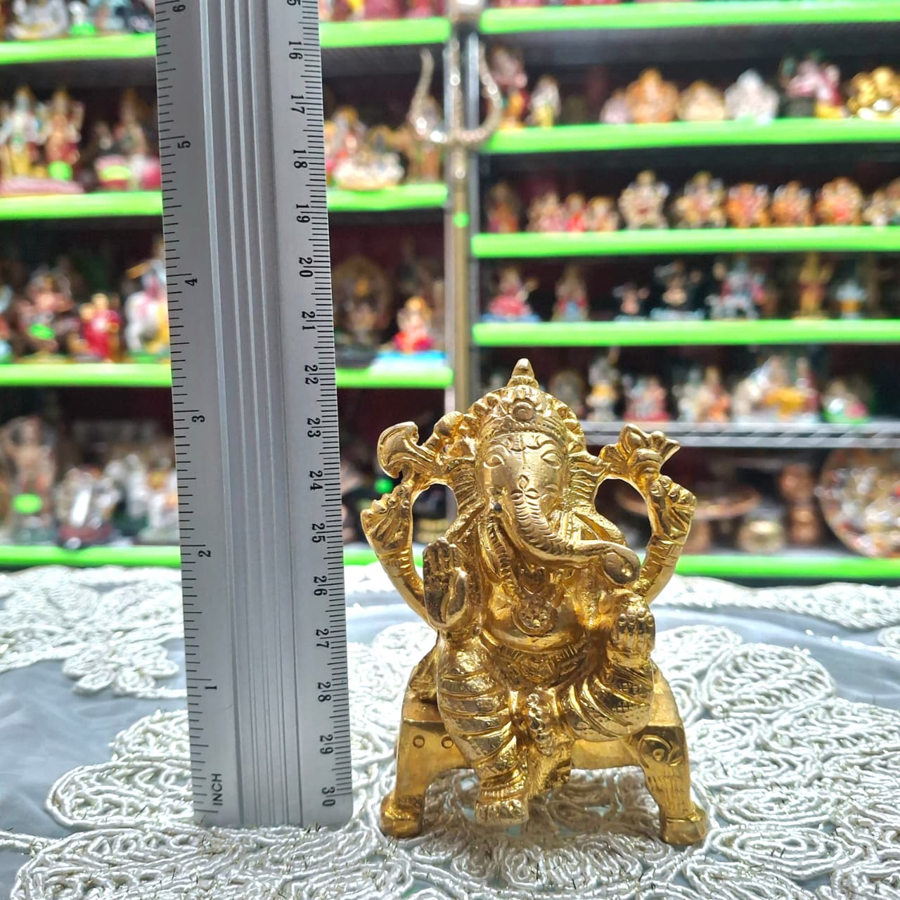 Brass Sitting Ganesh Murti- Approx 3.5 Inches