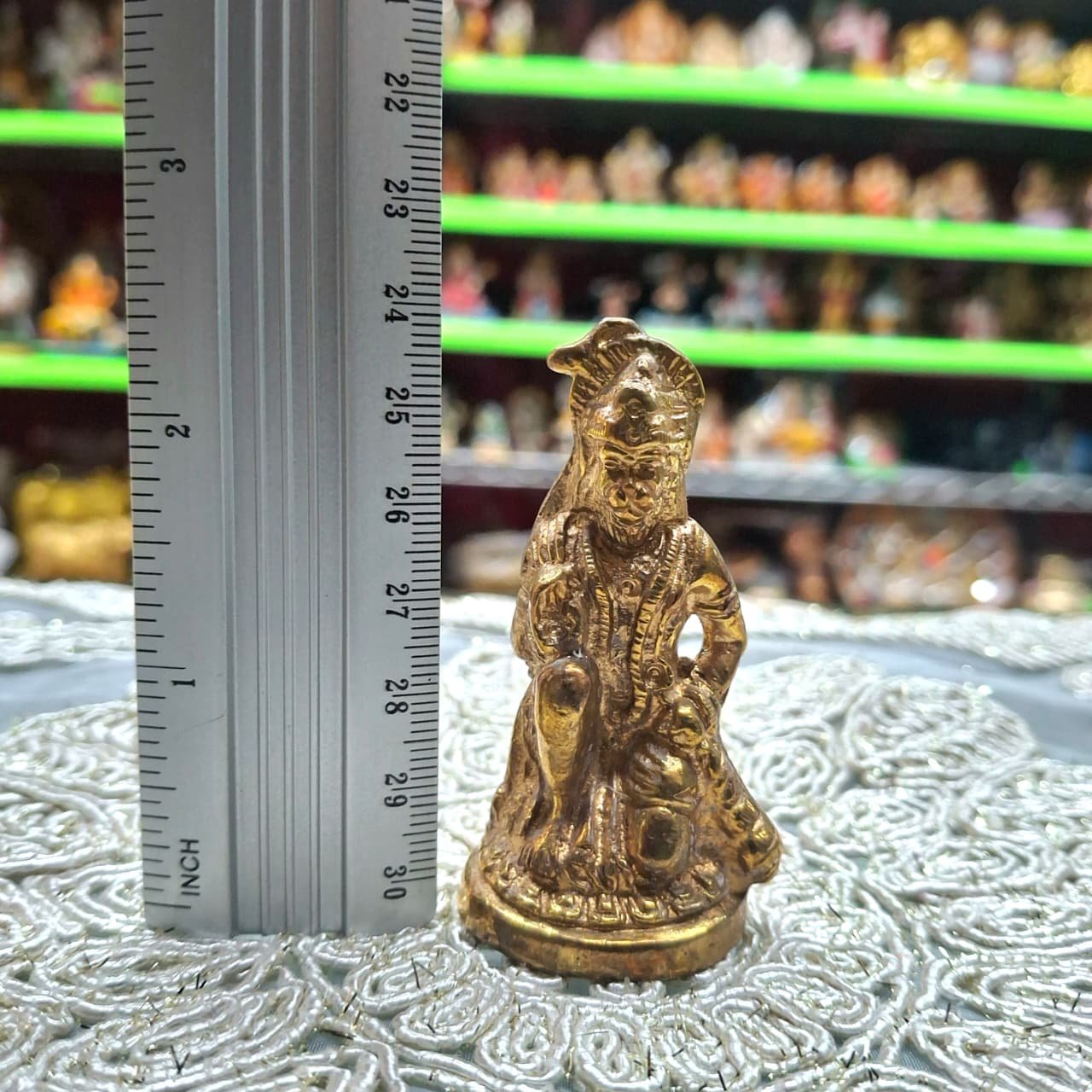 Brass Kneeling Hanuman Murti- Approx 2.5 Inches