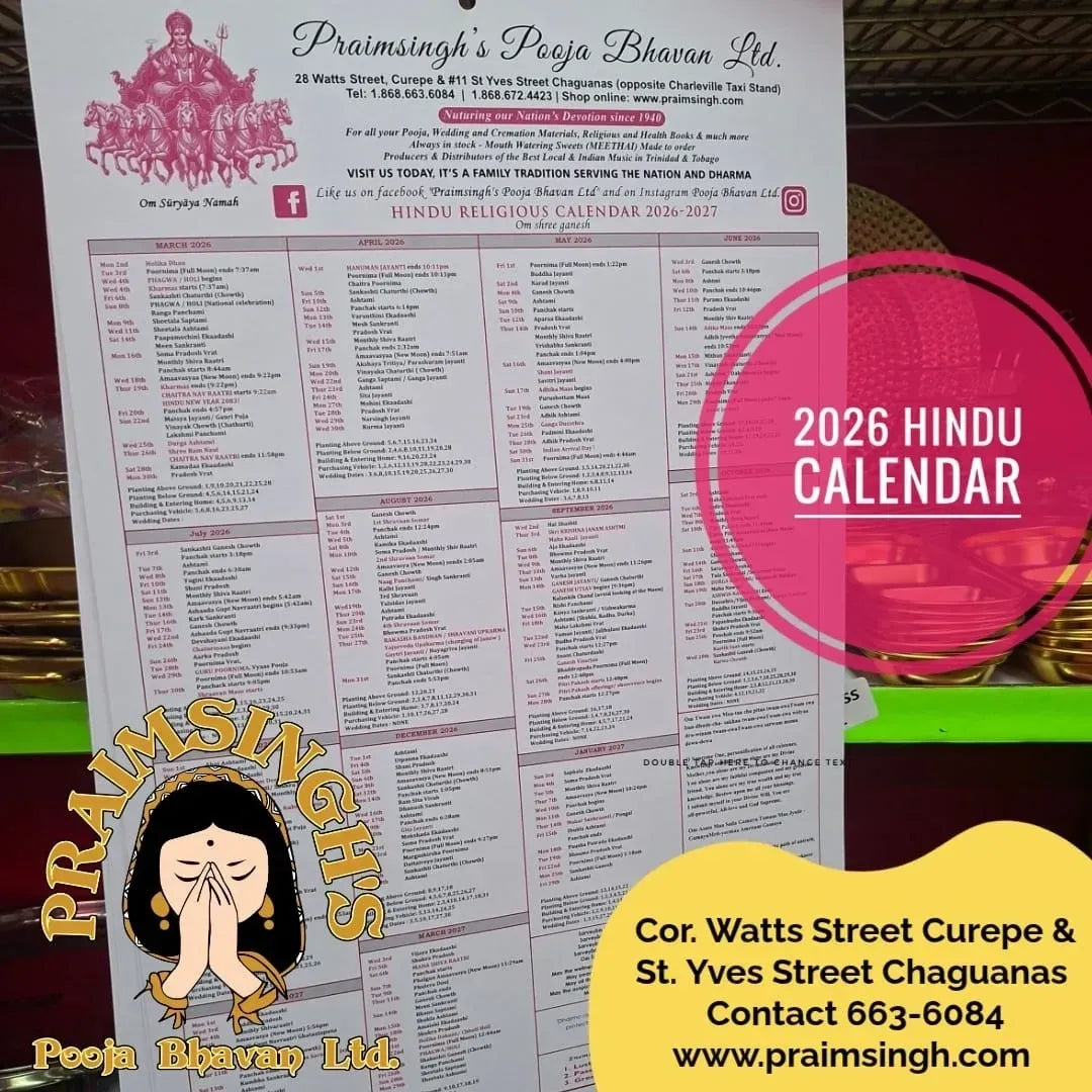 12pc Hindu Calendar -$10.00 Each