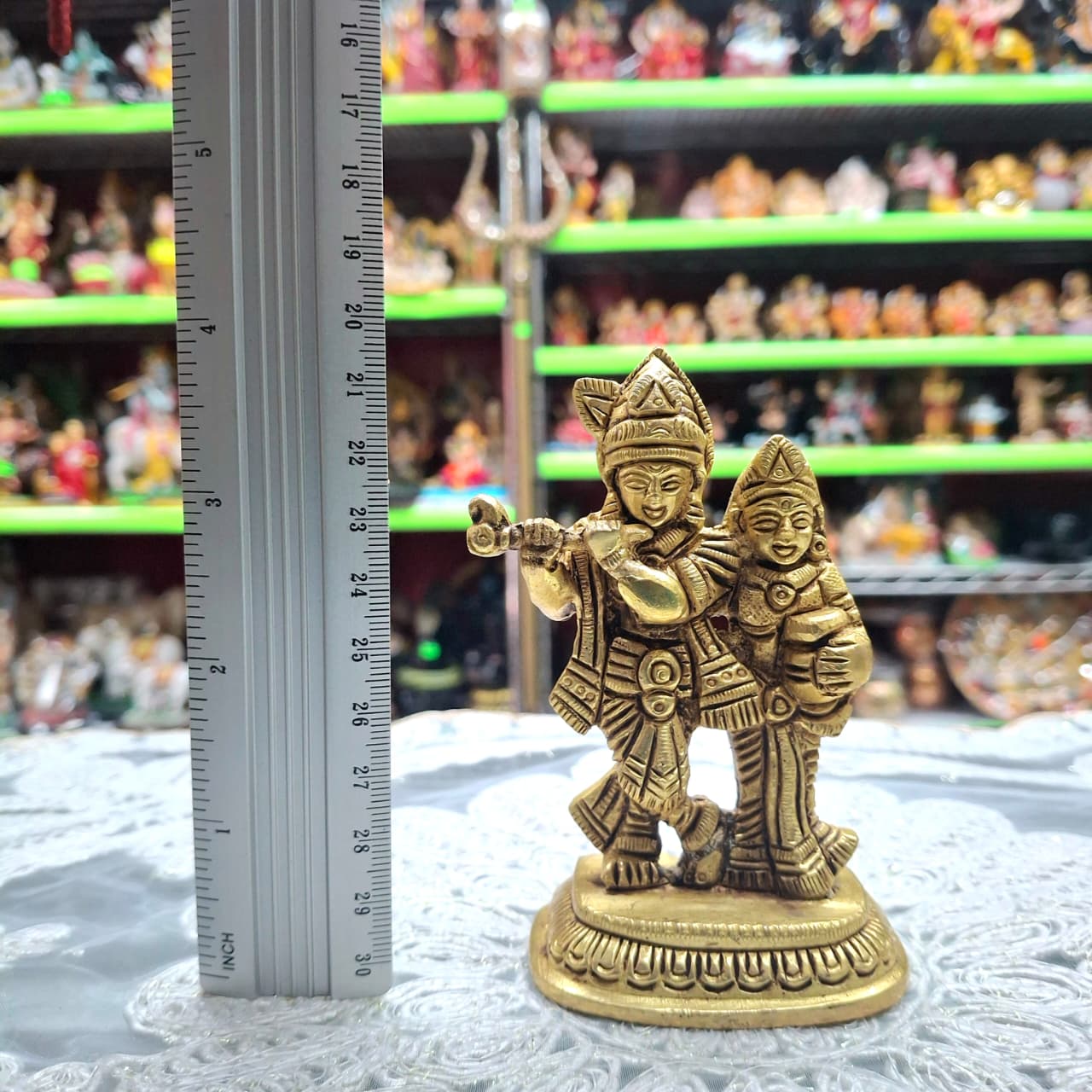 Brass Radha & Krishna Murti- Approx 4 Inches