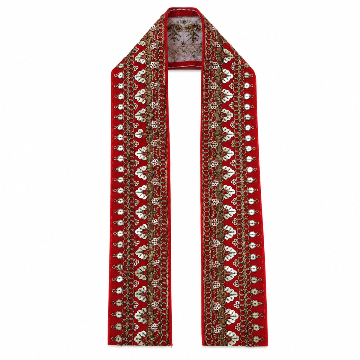 Red Decorative Murti Shawl- Approx 25''X2''