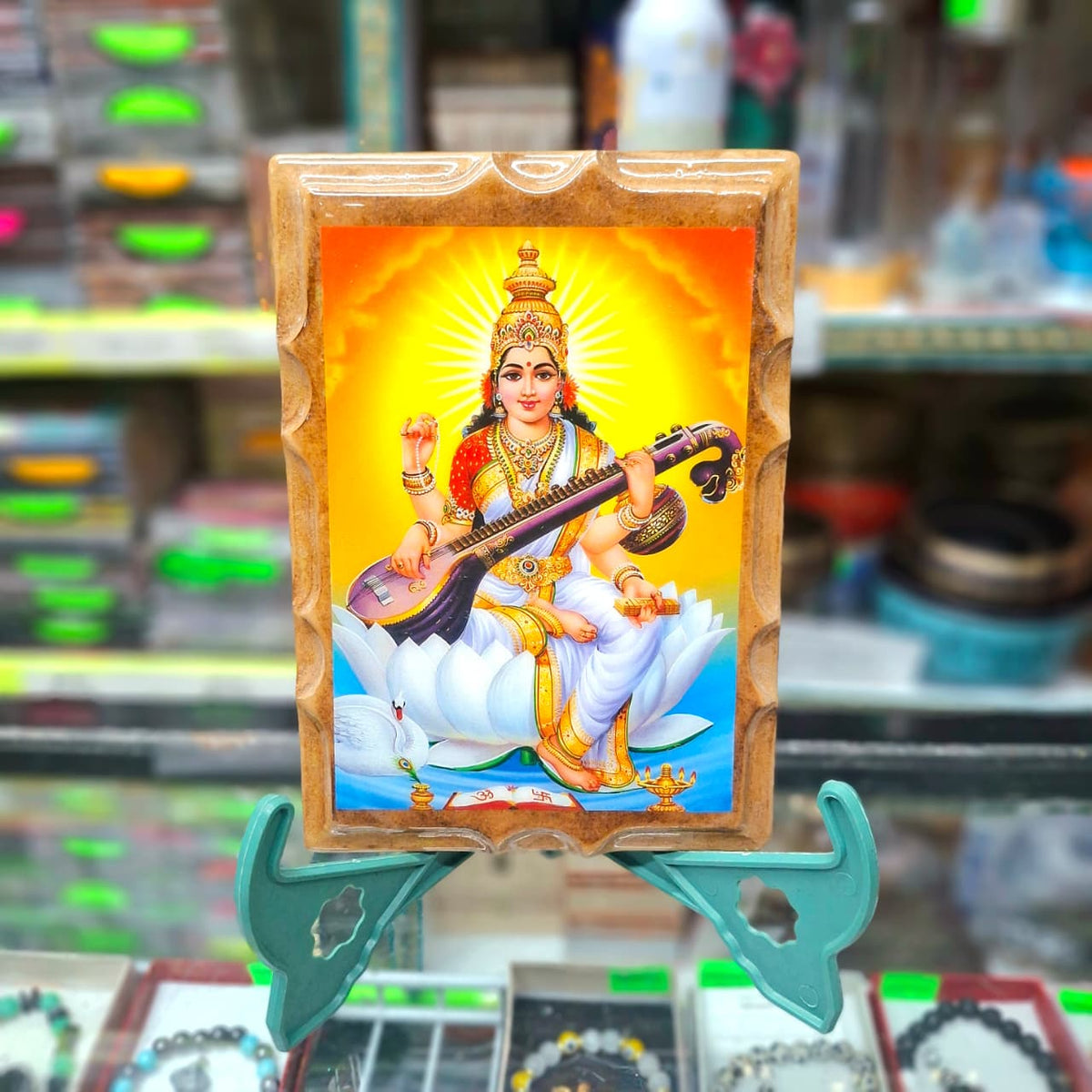 Glazed Saraswati Picture- Approx 7.5''x5''