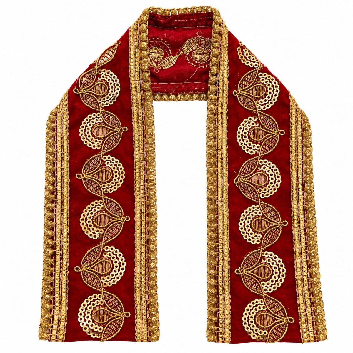 Red & Gold Murti Shawl- Approx 14.5''x2''