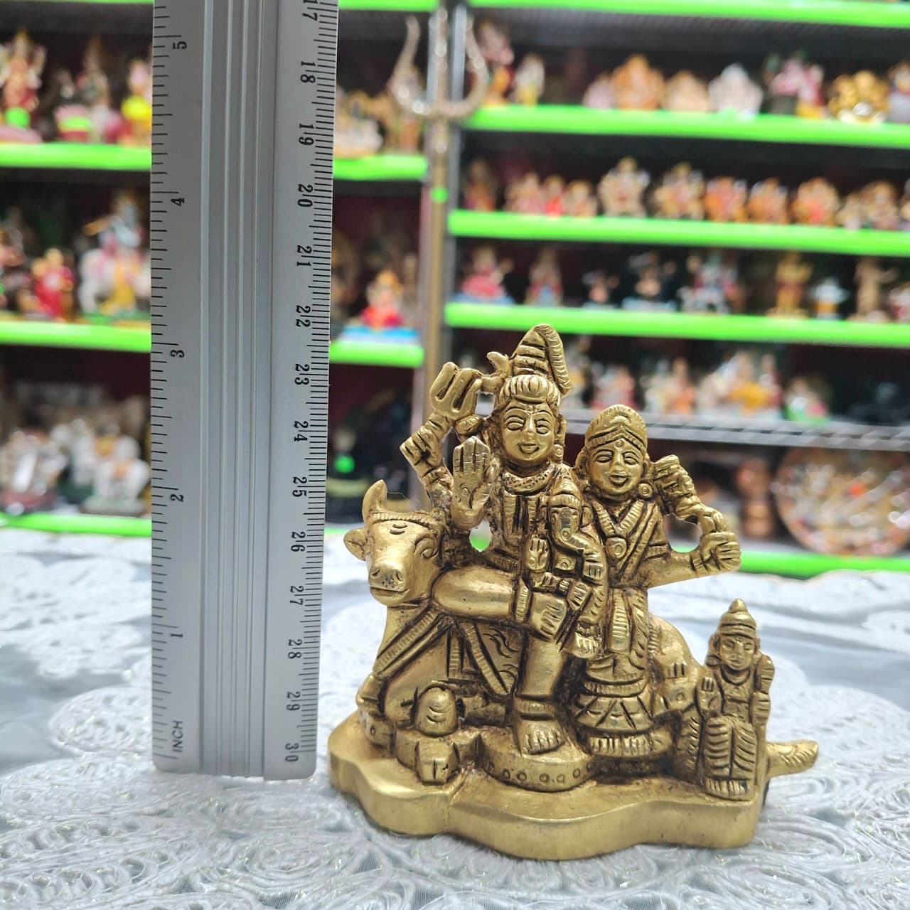 Brass Shiva Family Murti- Approx 3.5 Inches
