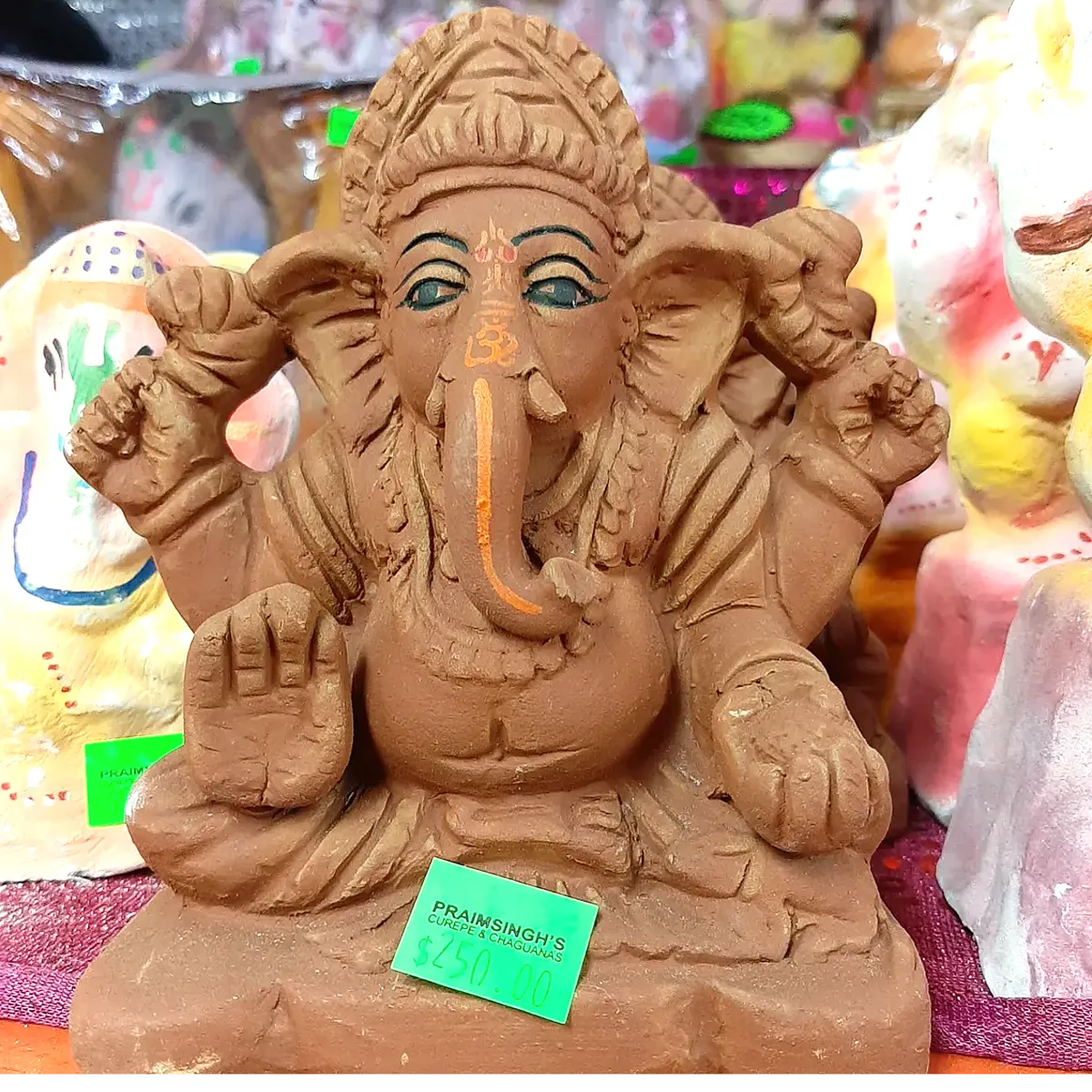 Eco Friendly Ganesh Murti (Red) - 7" x 5"