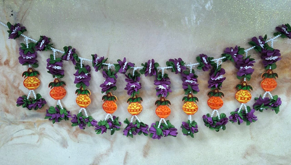 Floral Tooran- Purple & Green Flowers With kalsa