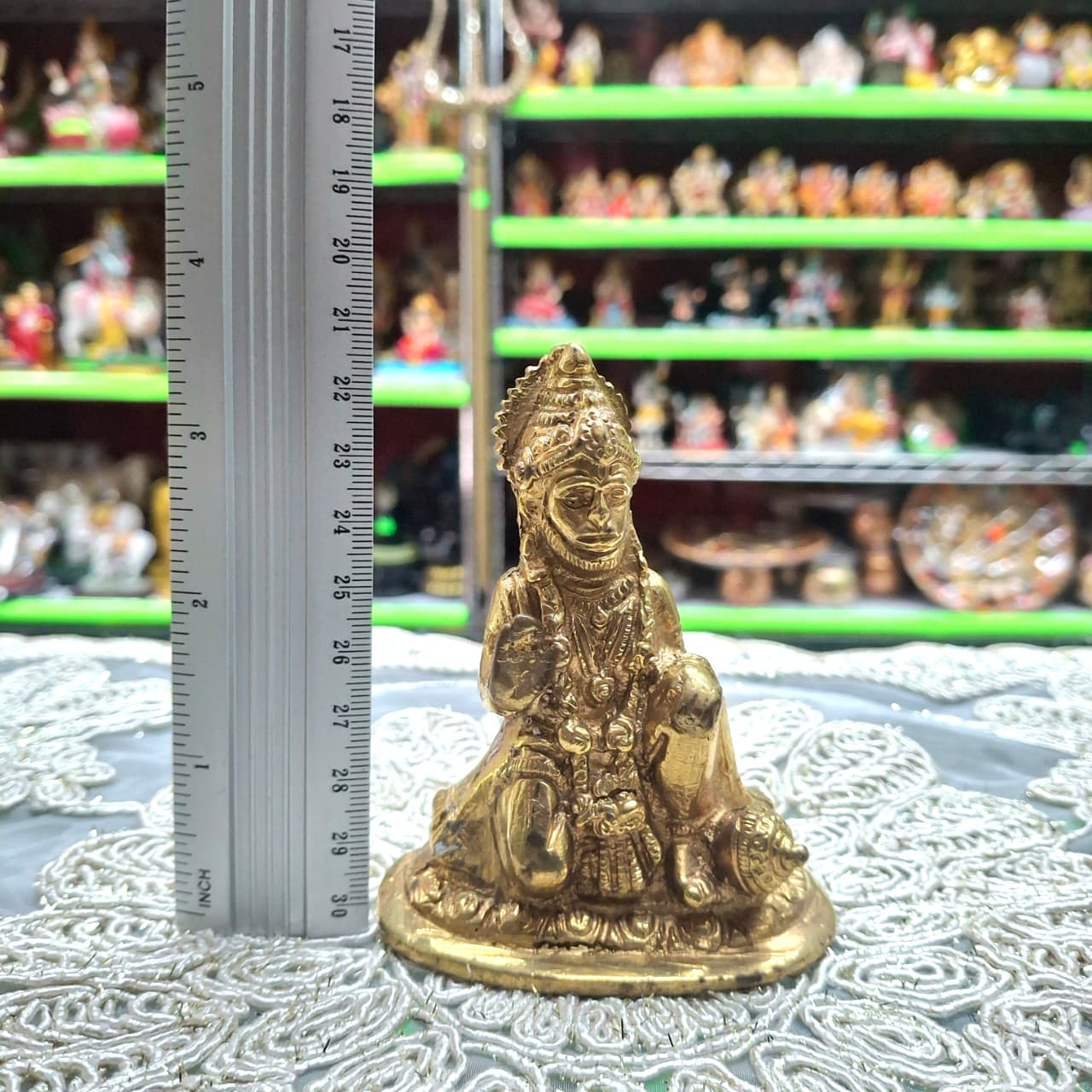 Brass Kneeling Hanuman Murti- Approx 3.5 Inches
