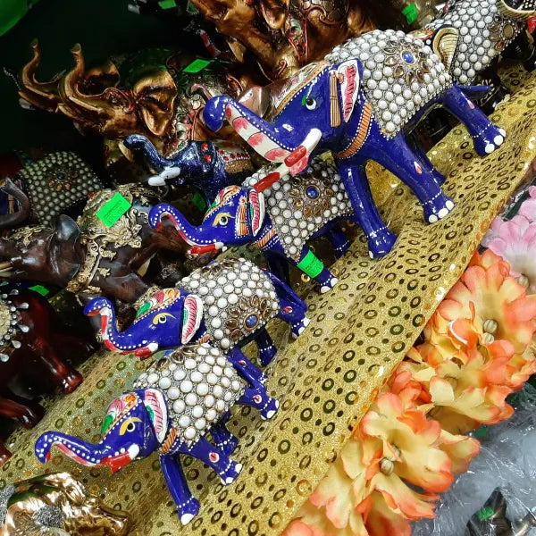4 pcs Blue Pearl Elephant Set