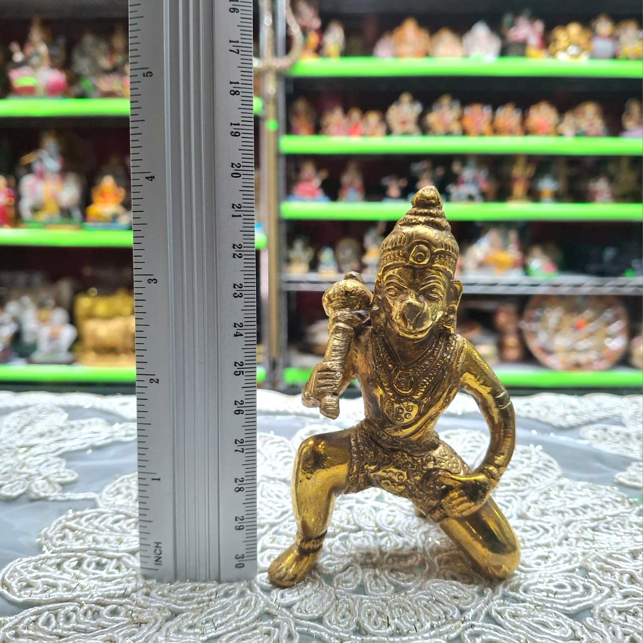 Brass Kneeling Hanuman Murti- Approx 4 Inches