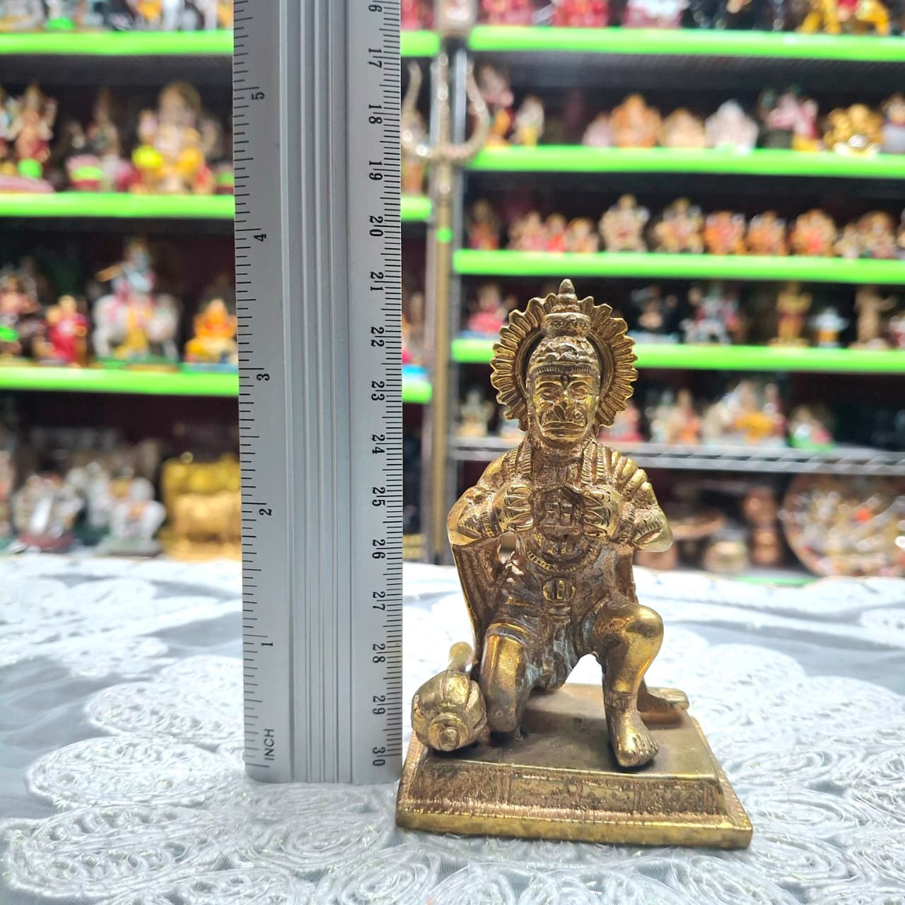 Brass Kneeling Hanuman Murti- Approx 4 Inches