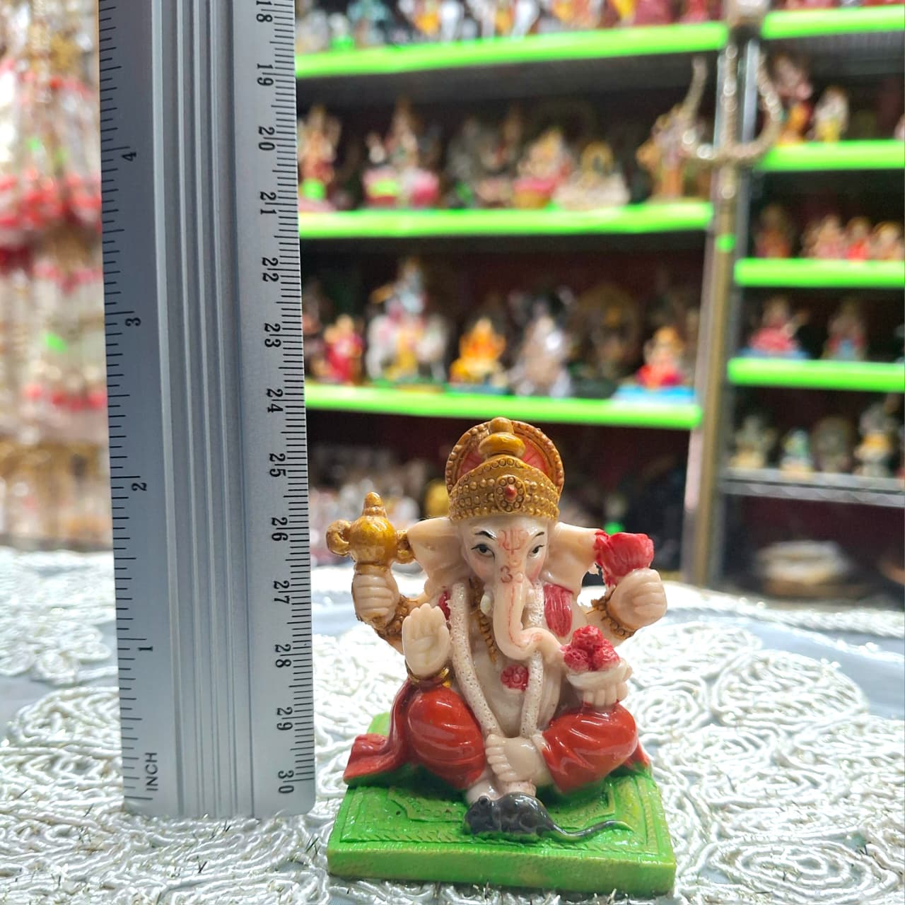 Mini Green Base Ganesh Murti- Approx 2.5 Inches