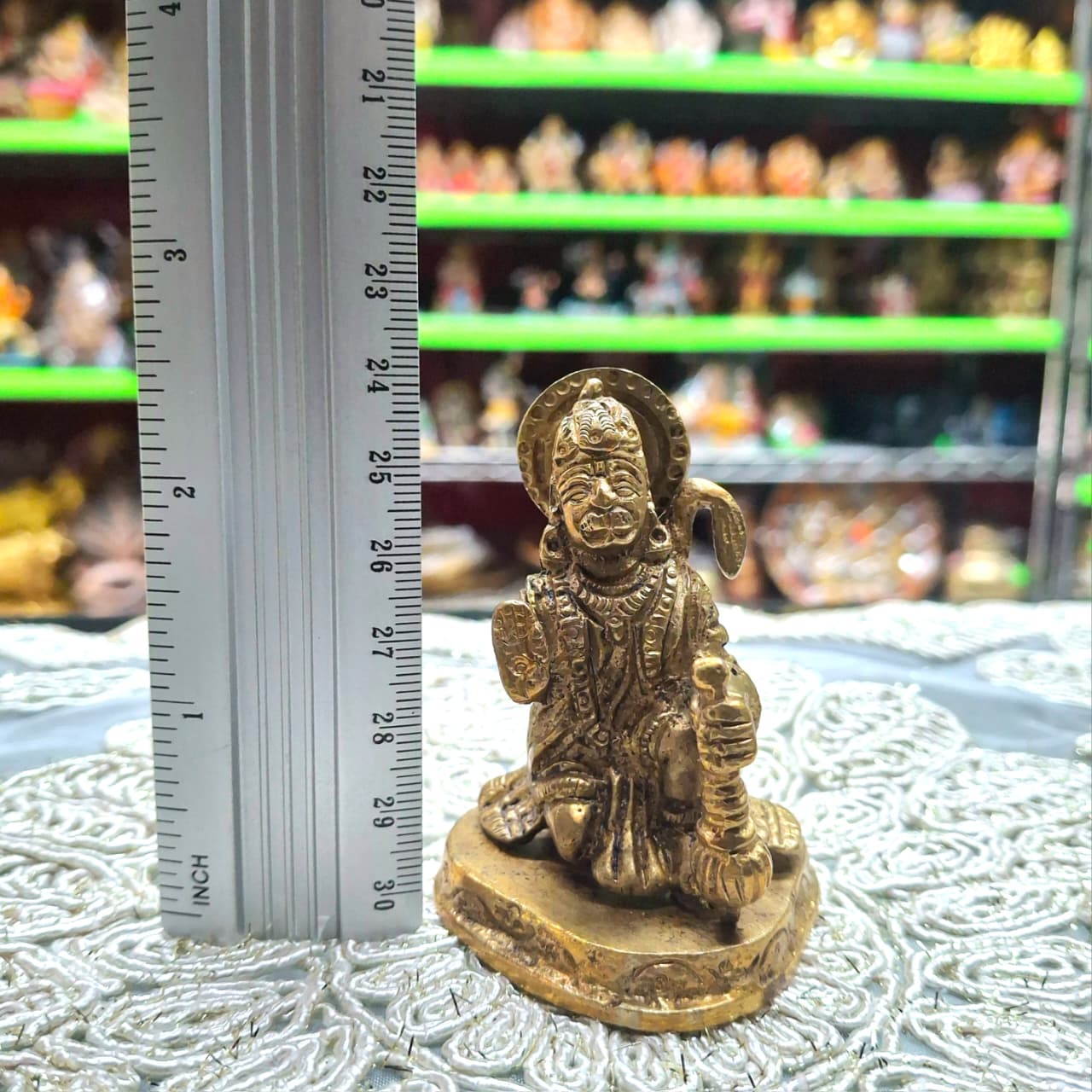 Brass Kneeling Hanuman Murti- Approx 2.5 Inches