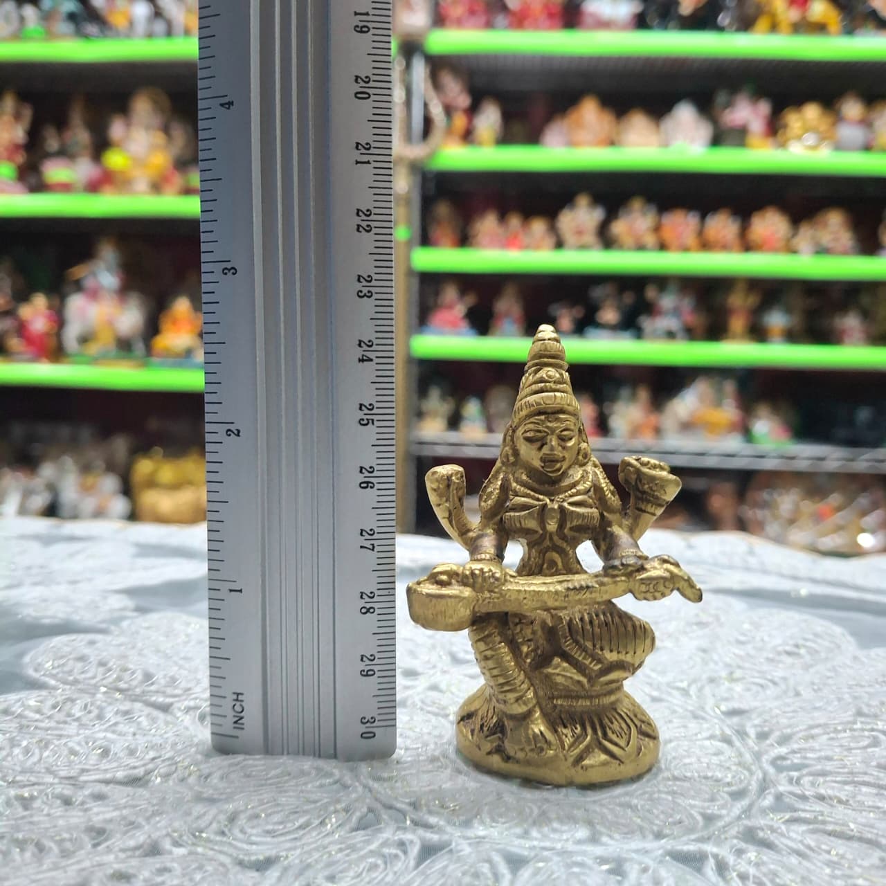 Brass Saraswati Murti- Approx 3 Inches