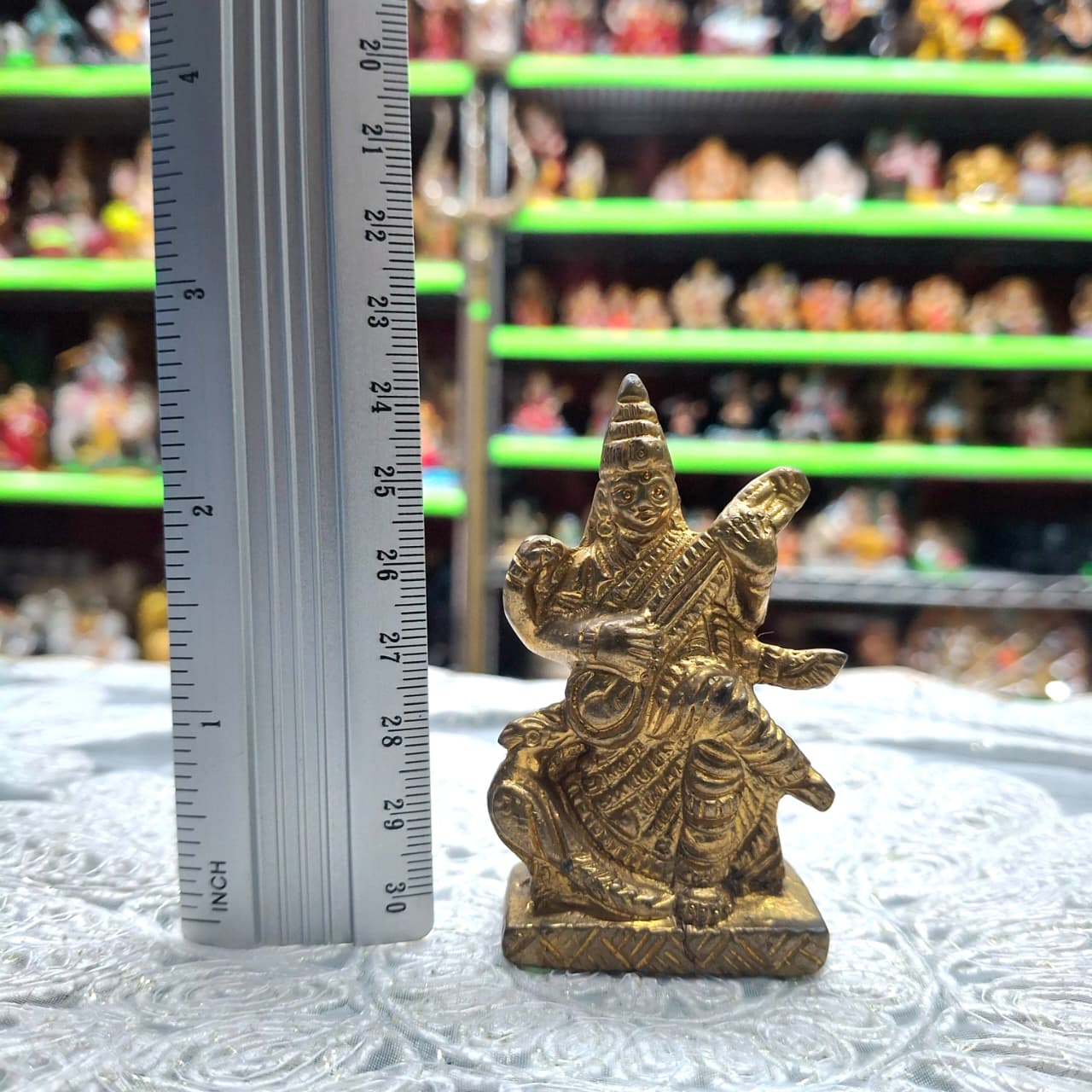 Brass Saraswati Murti- Approx 3 Inches