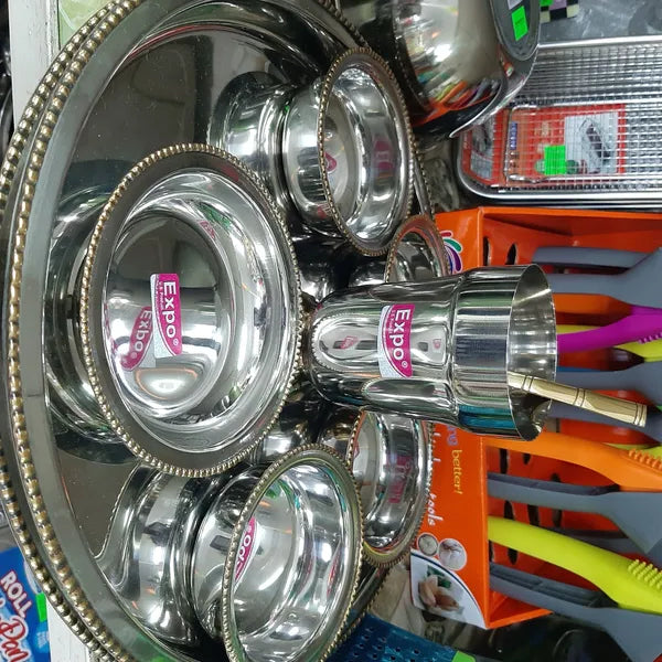 7 pc Stainless Steel Poojan Set