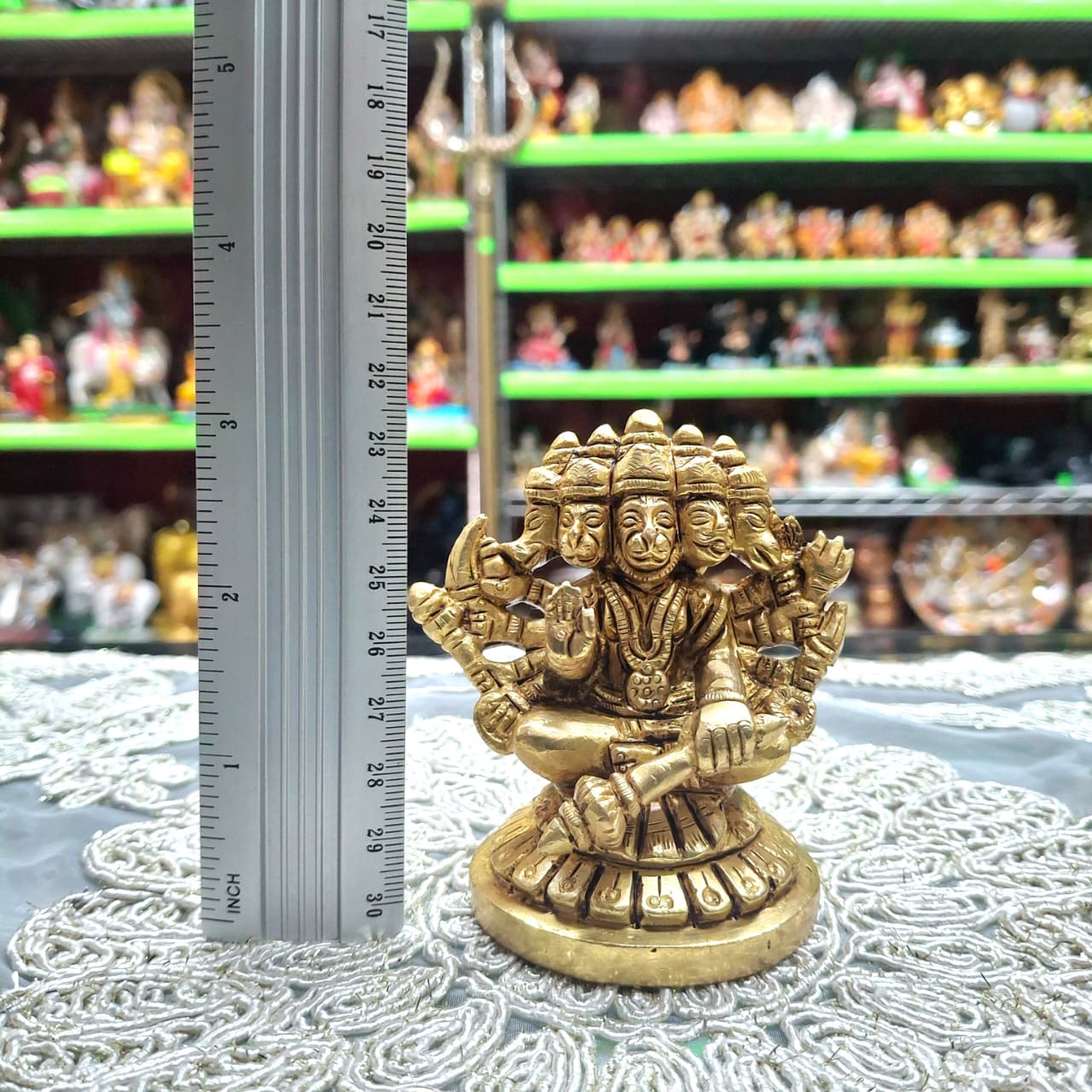 Brass Panchmukhi Hanuman- Approx 3 Inches