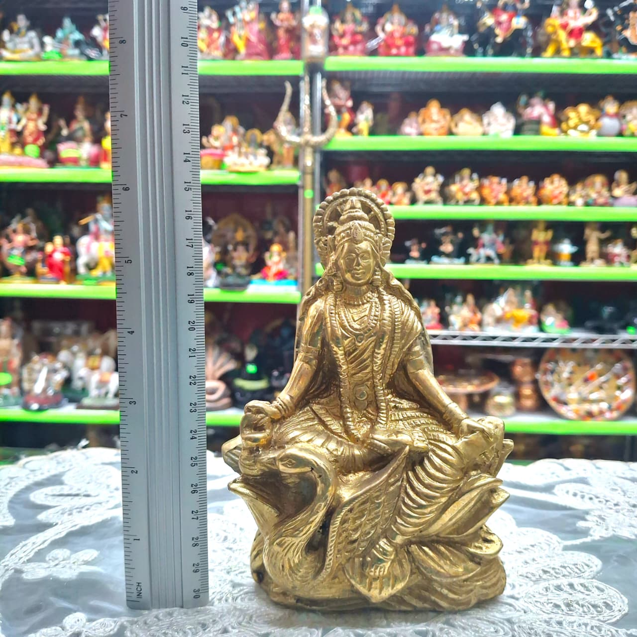 Brass Saraswati Murti- Approx 6 Inches