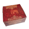 (Burgundy) Elephant And Mandala Sweet Box (4 x 4 x 2 Inches) (25 Boxes)