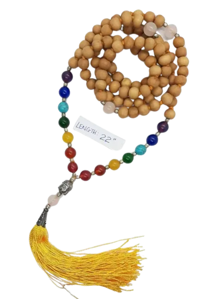 Chakra Rose Wood Mala