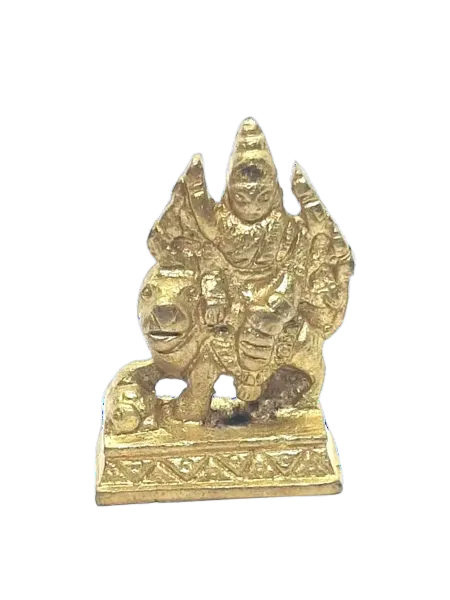 Durga On Tiger (Brass) (Mini)