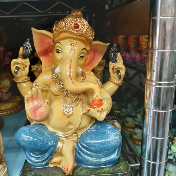 Ganesh Sitting With Blue Dhoti
