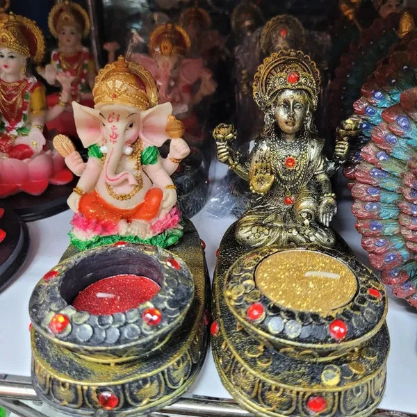 Ganesh and Lakshmi Tea Light Murtis