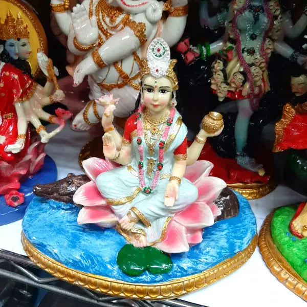 Ganga Sitting On Crocodile -Height- 8" Base - 9" x 6"