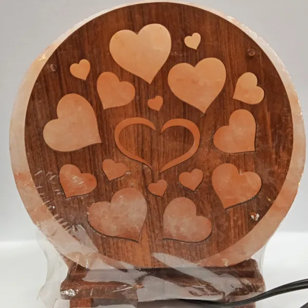 Heart Design Pink Himalayan Salt Lamp - 7.5 x 8 Inches