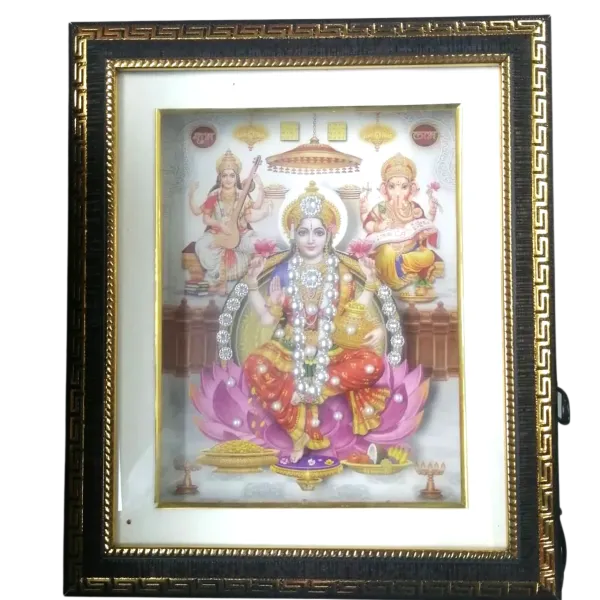 Lighting Pictures (Small) 11 x 12 Inches (Saraswati Laxmi And Ganesh)