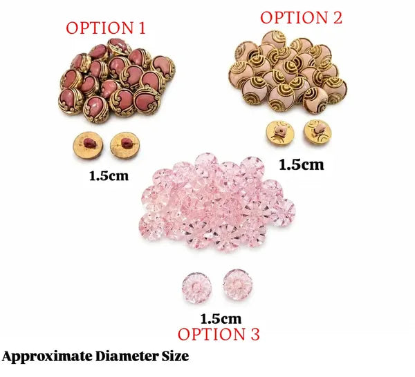 Pink Buttons- Pack of 3