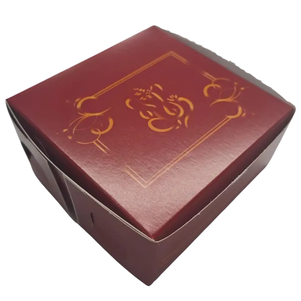 Red & Orange Ganesh Sweet Box 4x4x2 (25 pcs)