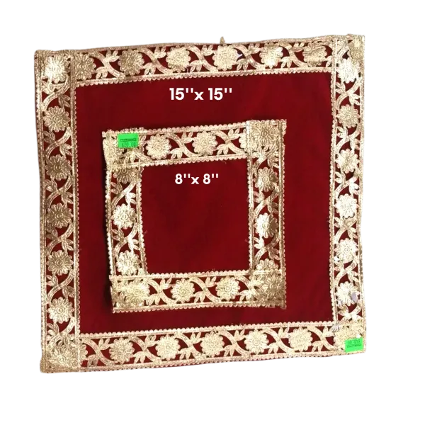 Red And Gold Flower Trim Altar Cloth