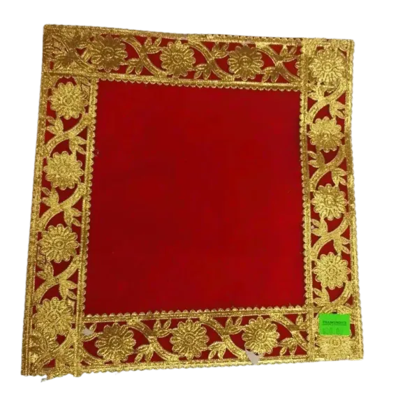 Red And Gold Flower Trim Altar Cloth (10 x 10)