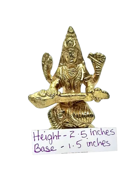 Sarawati (Brass) (Mini) (6) -Height- 2.5" Base- 1.5"