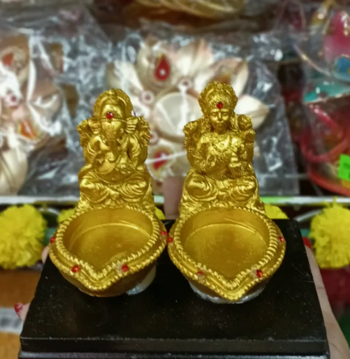 Laxmi and Ganesh Tealight Holder 4"