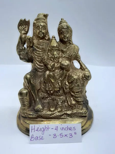 Shiva Family Brass -Height -4" Base- 3.5" x 3"