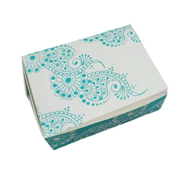 Teal Paisley Sweet Box (4x3) (25 pcs)