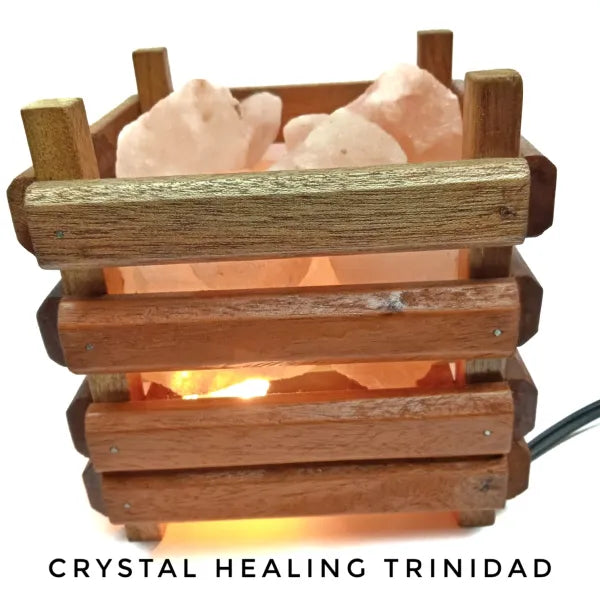 Wood Crate Pink Himalayan Salt Lamp - 5 x 5 Inches