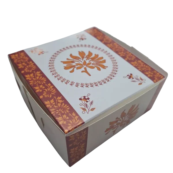 Yellow & Red Floral Sweets Box (4x4x2) (25 pcs)