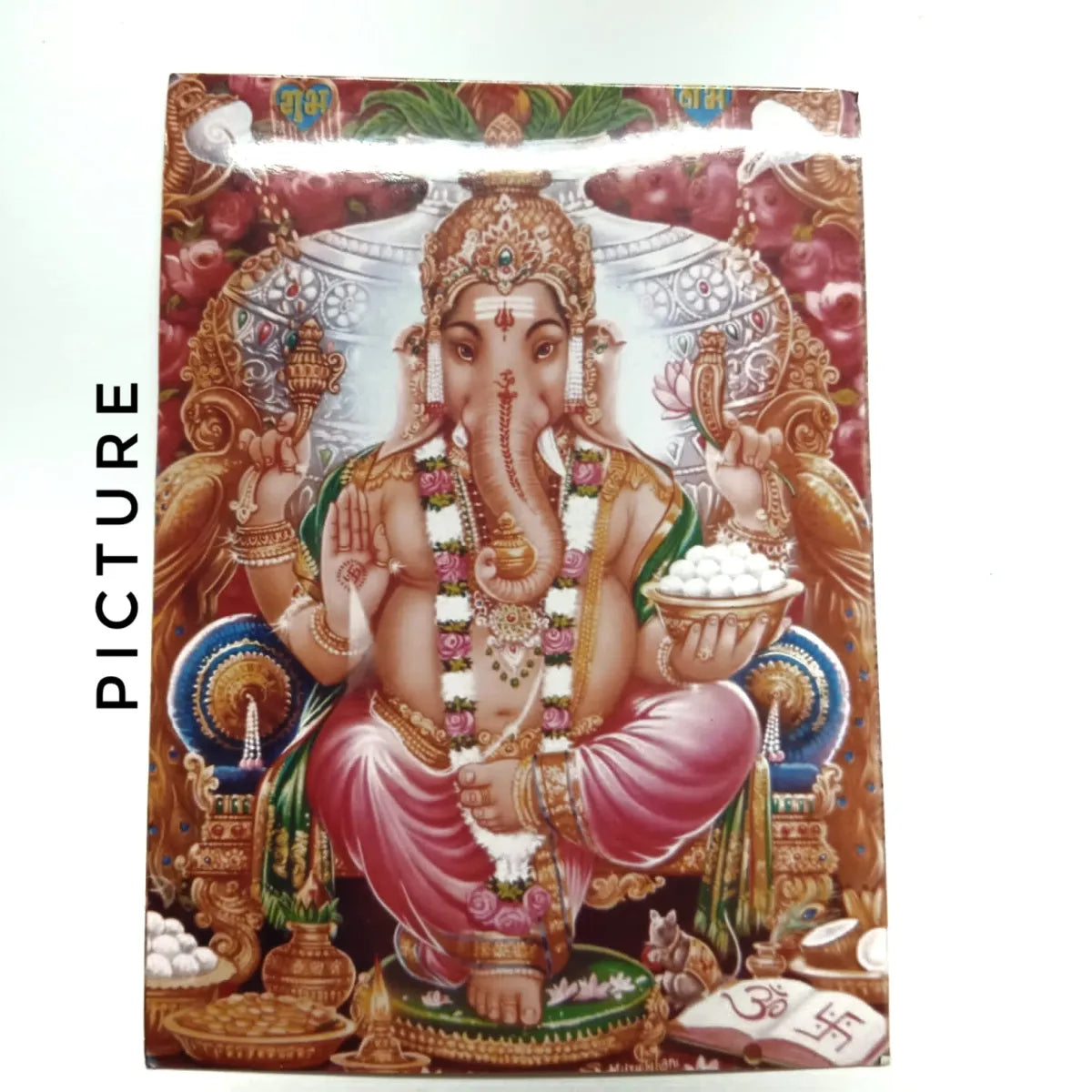 Ganesh On Throne (Red Background) (3''x 4'')