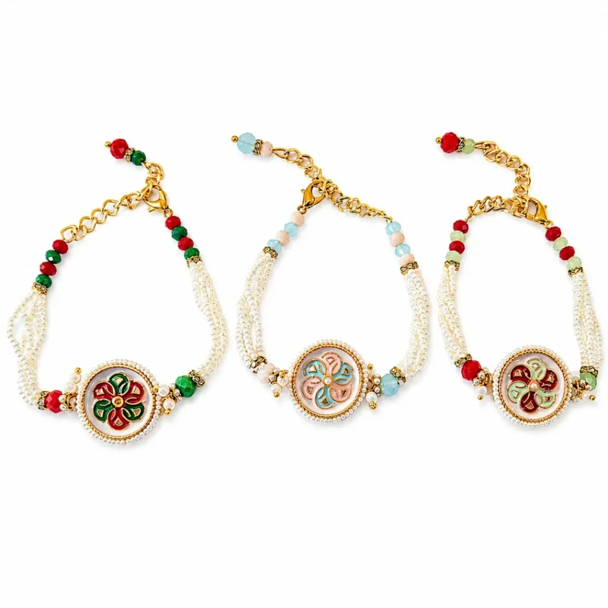 Meena Floral Pearl Rakhi
