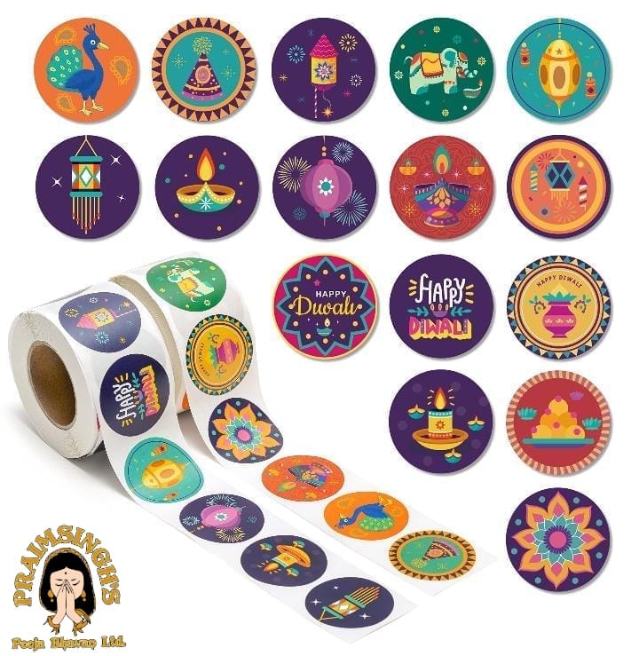 20 Happy Divali Stickers - 1.5 inches Diameter