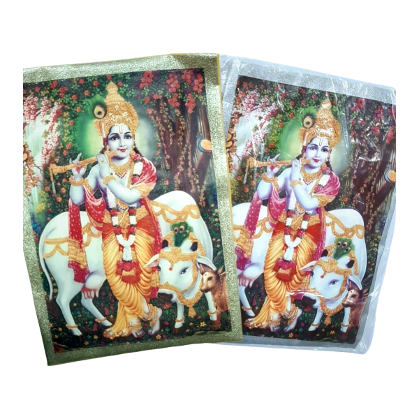 Printed Flag - Krishna And Cow