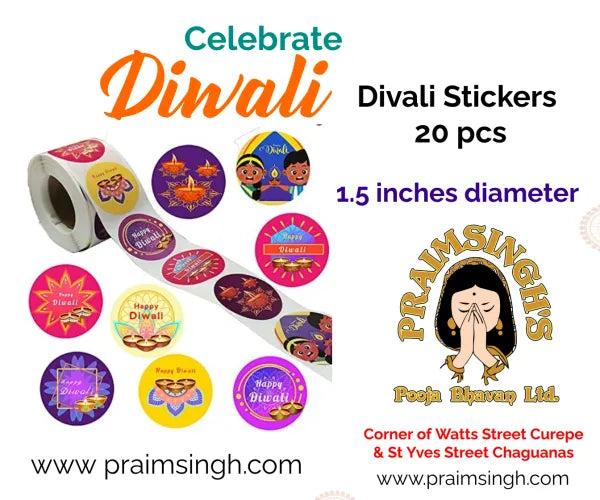 20 Happy Divali Stickers - 1.5 inches Diameter